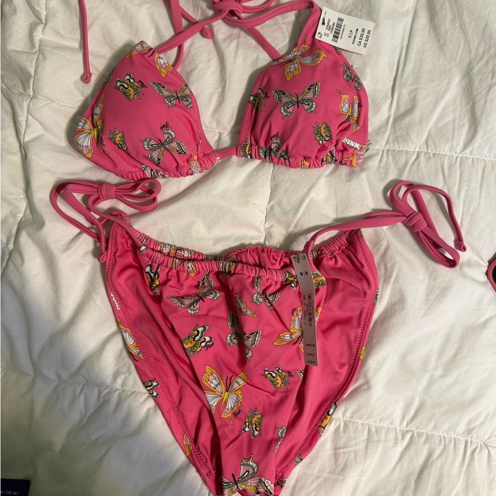 Pink Victorias Secret Butterfly Two-Piece Swim Set